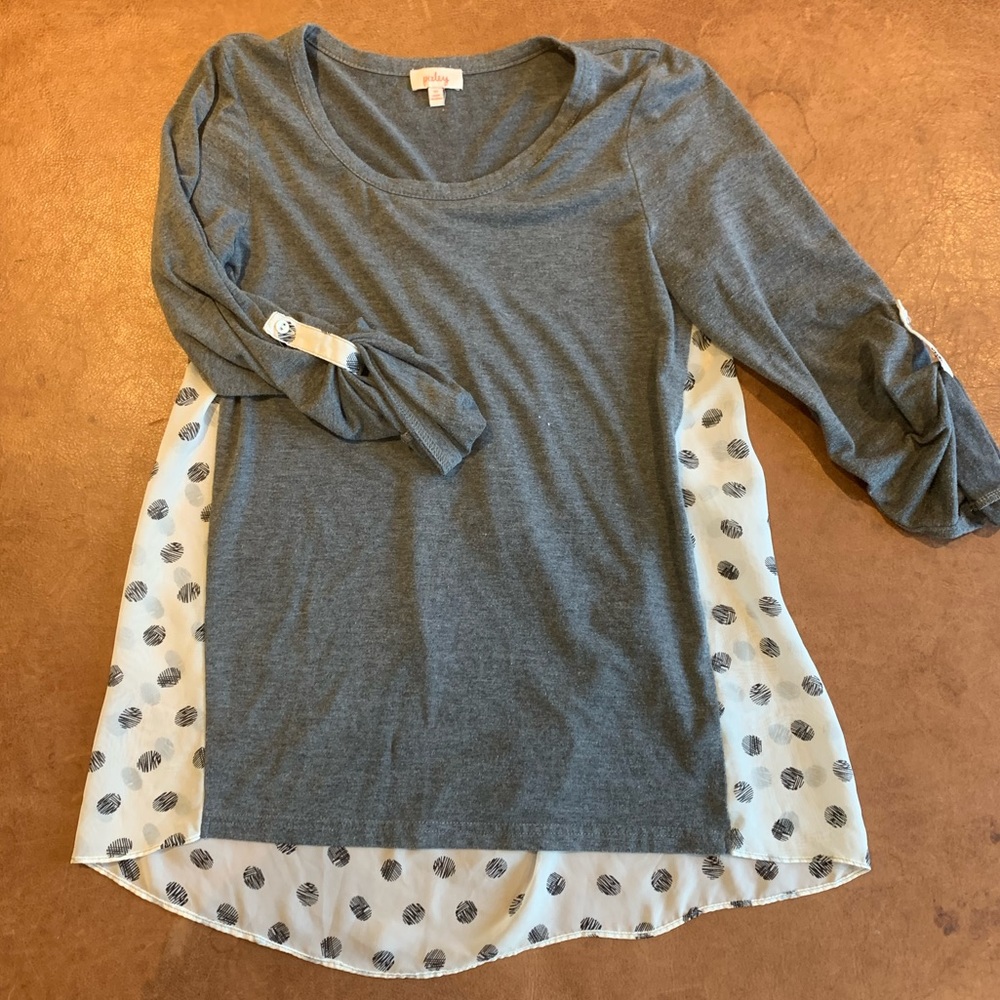 PIXLEY Dido Mixed Print Top, Gray & White, Women's XS